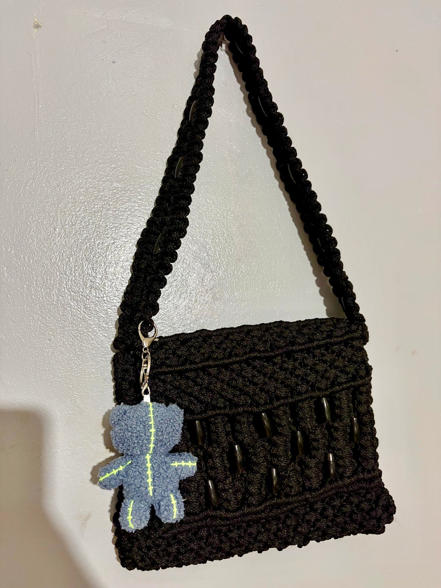 Faceless Love Mini Bear Keychain- Charcoal Grey