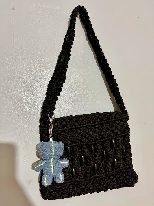 Faceless Love Mini Bear Keychain- Charcoal Grey