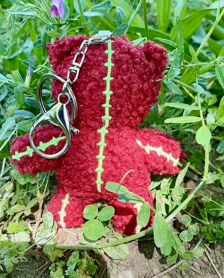 Faceless Love Mini Bear Keychain- Red