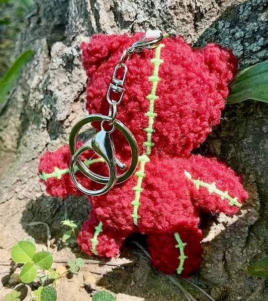 Faceless Love Mini Bear Keychain- Red